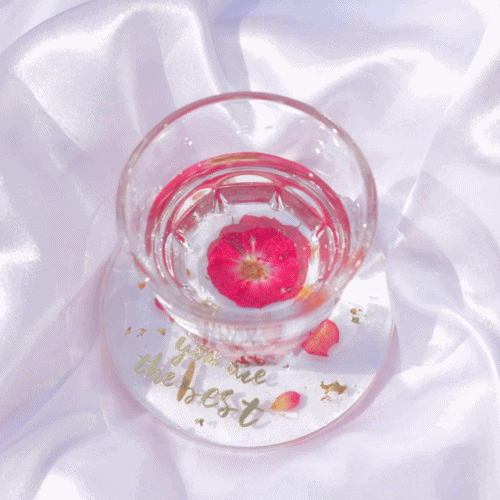 네모네 - 장미 꽃길 소주잔 세트 / 압화 소주잔 특이한 소주잔 커플 선물