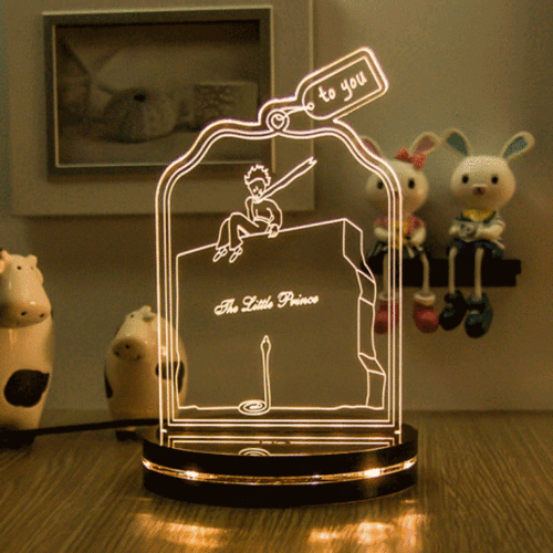 네모네 - 어린왕자 스네이크 아크릴 LED 조명/무드등 메세지 각인 제작